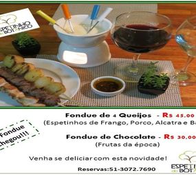 Fondue de 4 Queijos e Fondue de Chocolate!!!