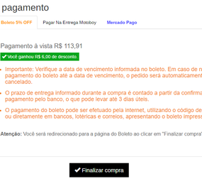 Página pagamento boleto bancário